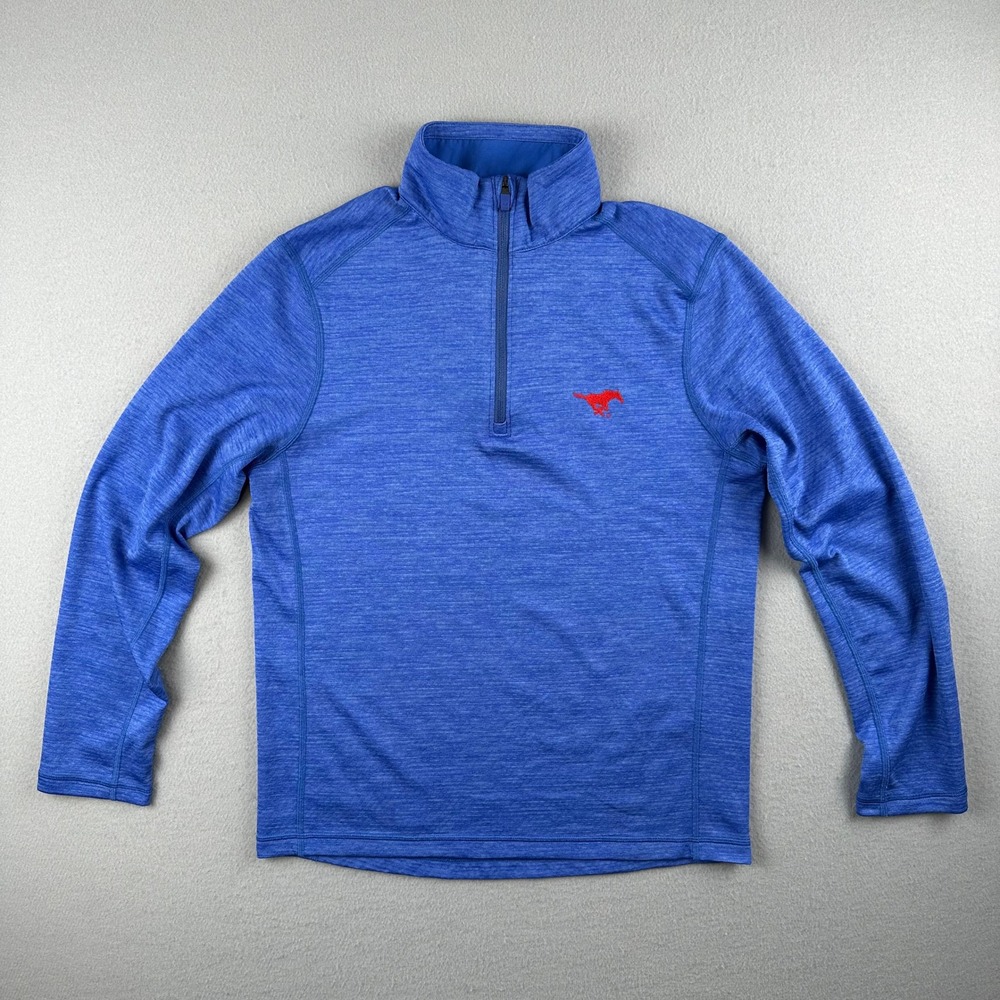 Vineyard Vines Pullover Mens Small Blue SMU Mustangs Pony 1/4 Zip Performance